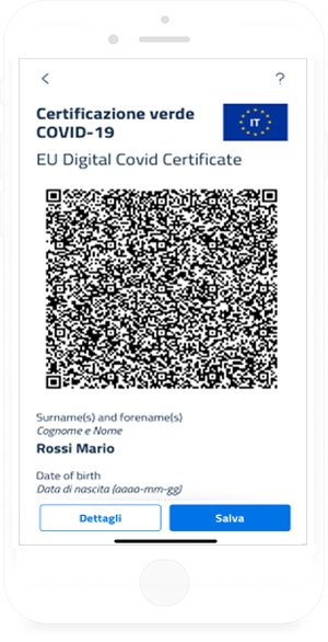 Immagine di esempio del certificato digitale con l'APP IO